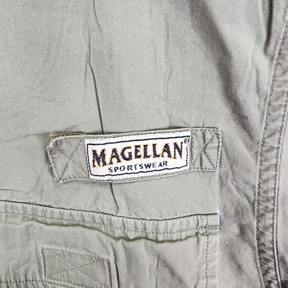 Mens Green Magellan Fishing Shirt Button Down Short Sleeve Vented Cotton Size L - Picture 3 of 9